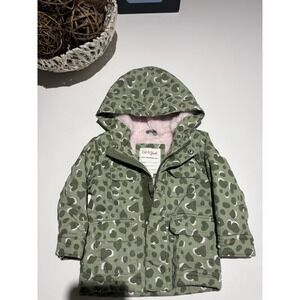 Toddler Fur Lined Military Jacket - Cat & Jack™ Olive‎ Green Pink 18 Months
